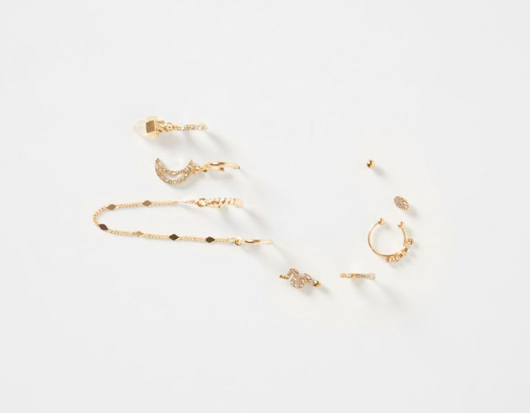 Bershka Set Of 9 Astral Earcuff Earrings Sieraden Dames Goud | J3V19SDYR5w