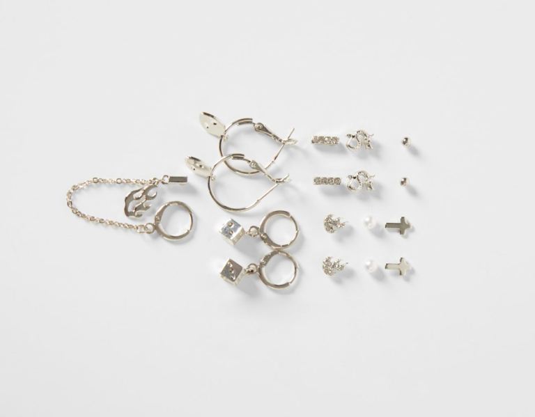 Bershka Set Of 9 Cross Earrings Sieraden Dames Zilver | Lrh7qq4jnuk