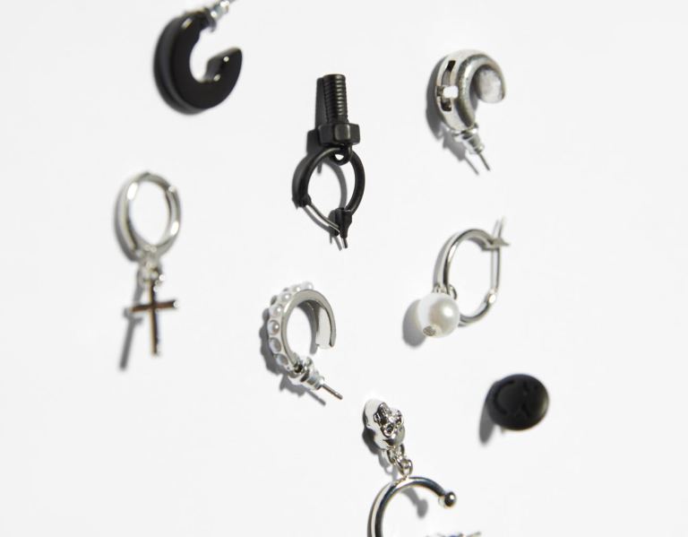 Bershka Set Of 9 Cross Earrings Sieraden Heren Zilver | PGNKHWUepBe