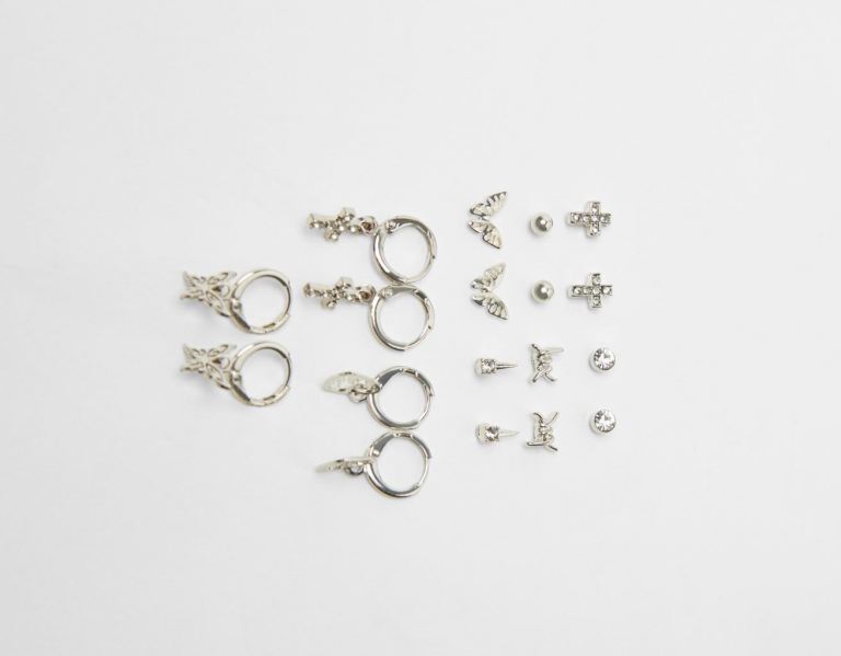 Bershka Set Of 9 Pairs Of Butterfly Earrings Sieraden Dames Zilver | 5RkShoNVscm