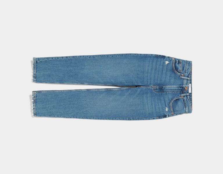 Bershka Slim Comfort Fit Mom Jeans Dames Blauw | WmdHAFRXqHj