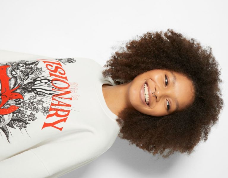 Bershka Slogan Print Sweatshirts Dames Wit | yarKhwFkdJI