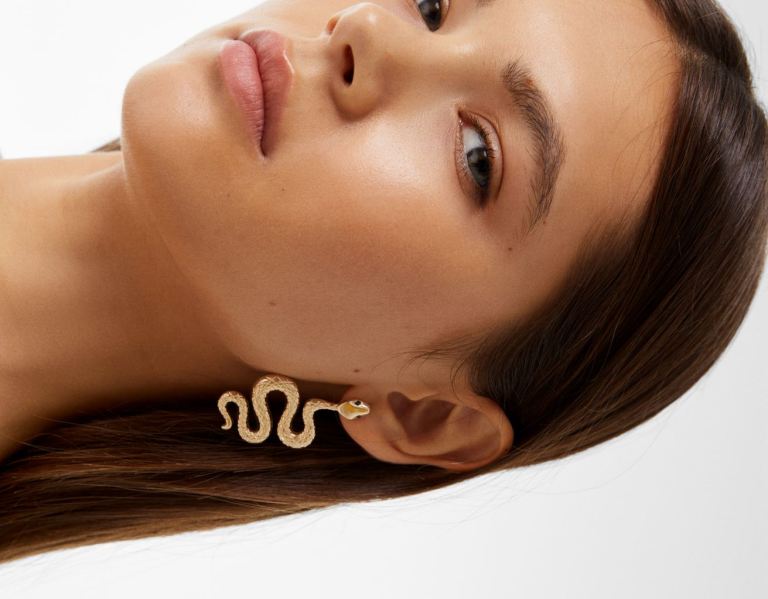 Bershka Snake Earrings Sieraden Dames Goud | veBFYxCdh7i