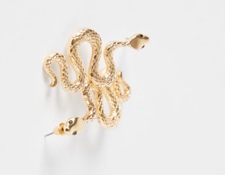 Bershka Snake Earrings Sieraden Dames Goud | veBFYxCdh7i