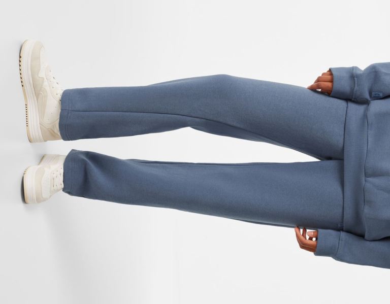 Bershka Standard Brede-leg Plush Broek Dames Blauw | r5yo1bi1loI