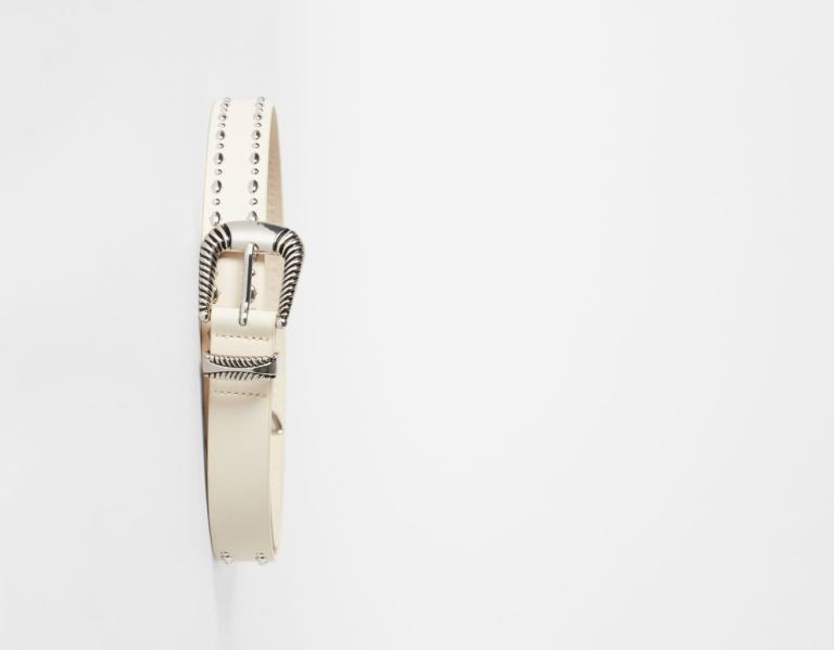 Bershka Studded Cowboy Riemen Dames Beige | NSOzUuhJsD5