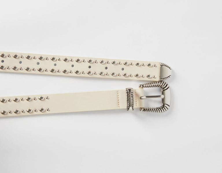 Bershka Studded Cowboy Riemen Dames Beige | NSOzUuhJsD5