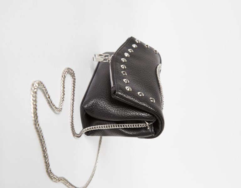 Bershka Studded Crossbody Tassen Dames Zwart | KEiPqAjI3cO