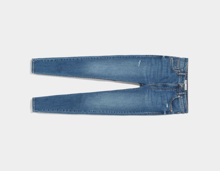 Bershka Super High-rise Jeans Dames Blauw | 1LF9azhyNuU