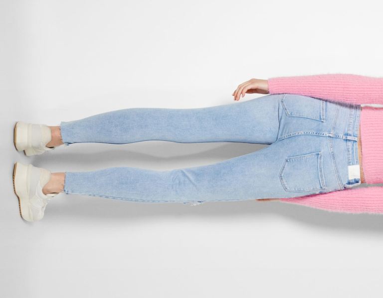 Bershka Super High-rise Jeans Dames Blauw | MgNRN7G6cBJ