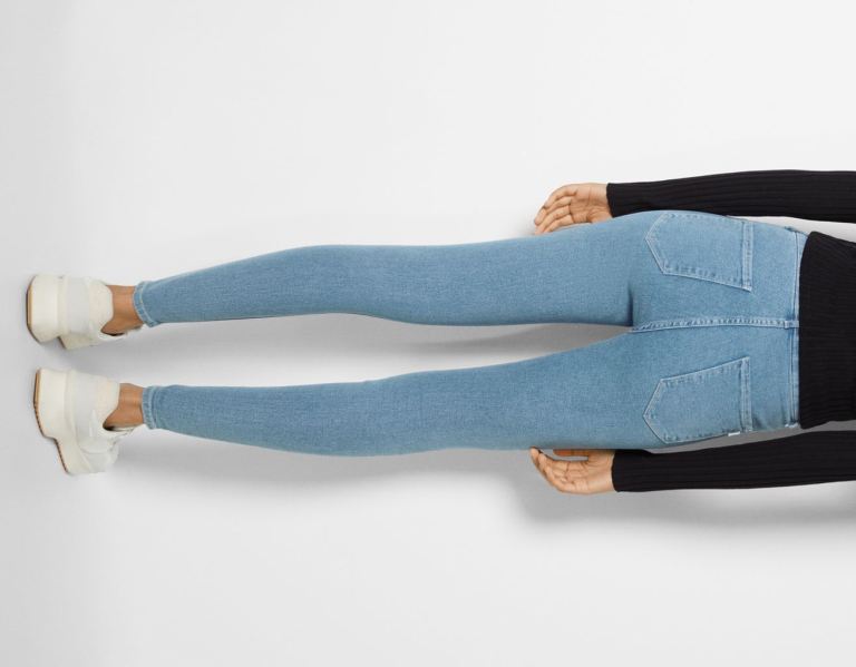 Bershka Super High-rise Jeggings Jeans Dames Lichtblauw | gJ1CS28RSsz