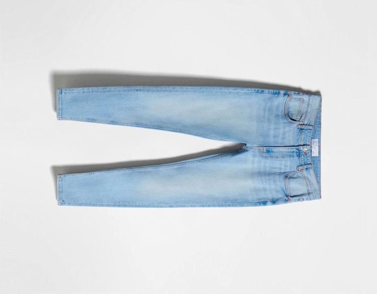 Bershka Super Mager Jeans Heren Lichtblauw | KTUmNrY9fzW