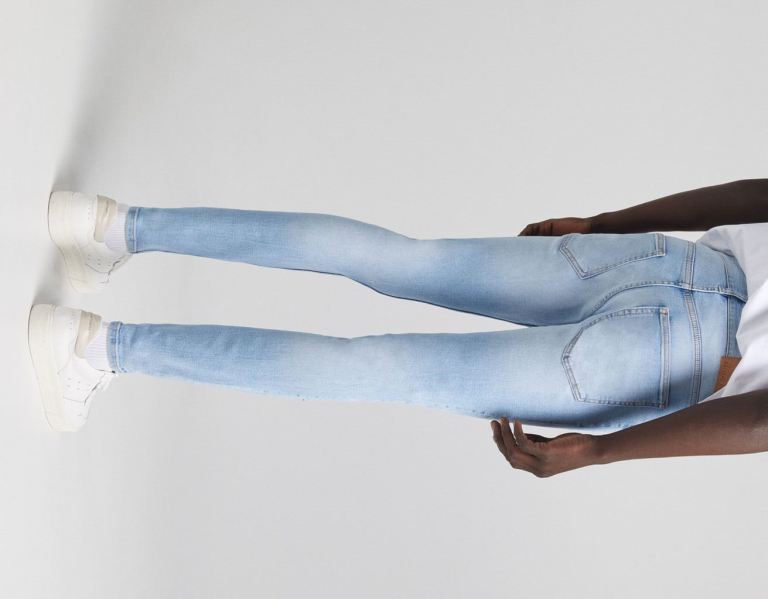 Bershka Super Mager Jeans Heren Lichtblauw | KTUmNrY9fzW