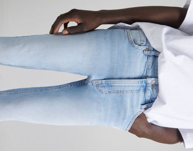 Bershka Super Mager Jeans Heren Lichtblauw | KTUmNrY9fzW