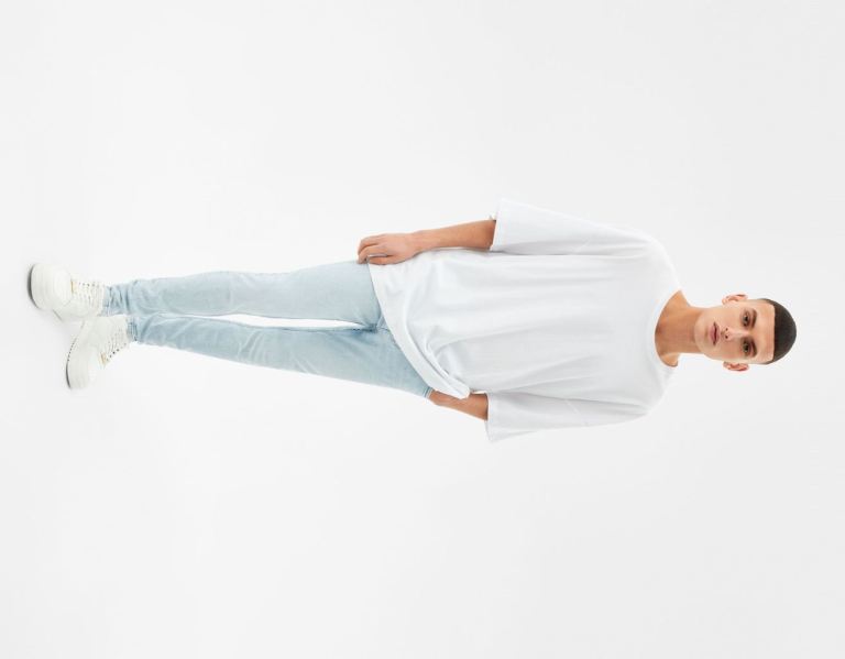 Bershka Super Mager Jeans Heren Lichtblauw | iGRTMY8OQ7v