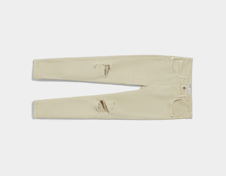 Bershka Super Mager Ripped Jeans Heren Beige | 9tybWgOezfi