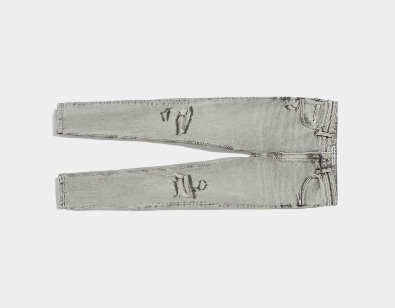 Bershka Super Mager Ripped Jeans Heren Grijs | KmcIkKDv7NK