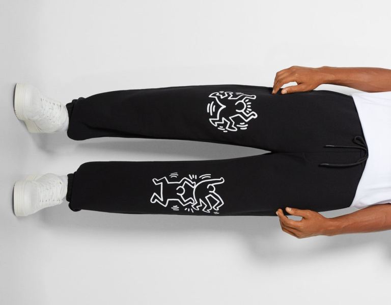 Bershka Sweat With Keith Haring Print Broek Heren Zwart | ppmSvMyuLpX