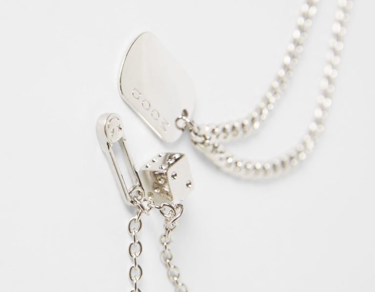 Bershka Tag Necklace Sieraden Heren Zilver | 5grqS2d0bBo