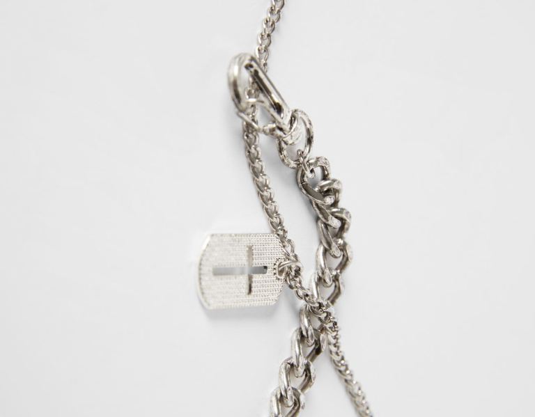 Bershka Tag Necklace Sieraden Heren Zilver | UogLwIKfymR