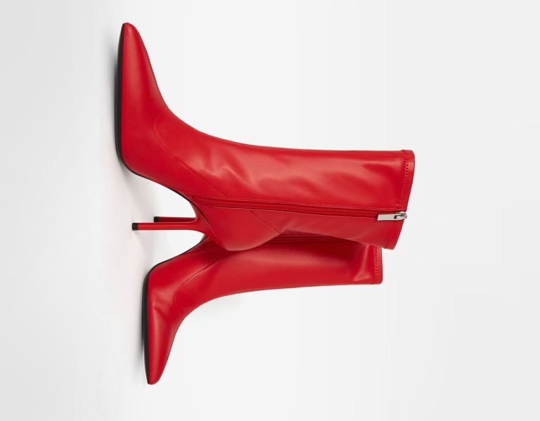 Bershka Tailored High-heel Enkellaars Dames Rood | yJVKSirf6BT