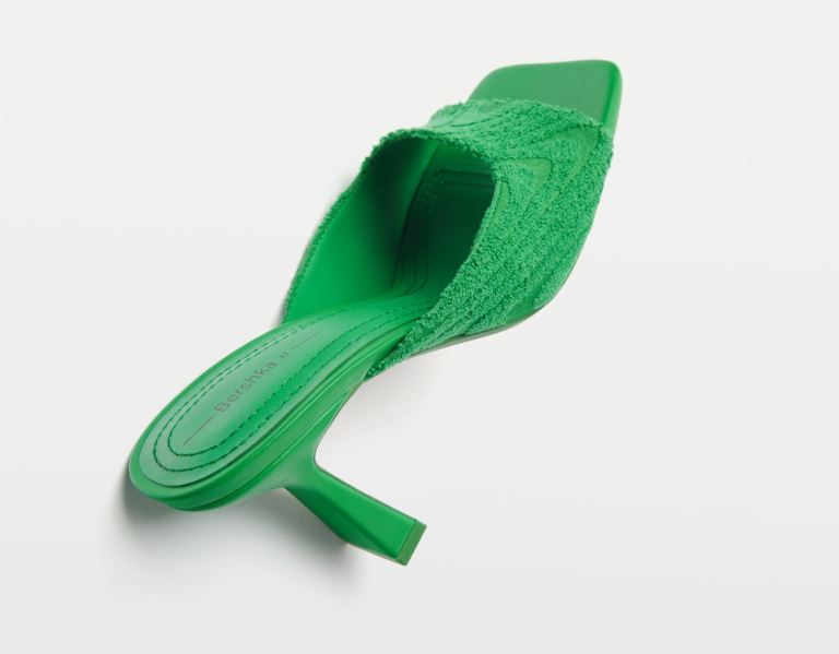 Bershka Terrycloth Fabric High-heel Hakken Sandalen Dames Groen | x4BebMSfDKC