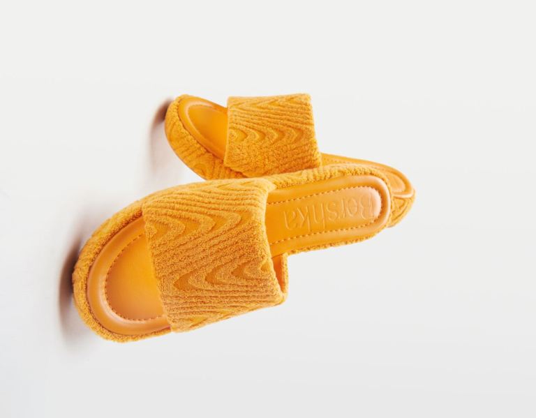 Bershka Terrycloth Platte Sandalen Dames Oranje | NtyT94szQwv