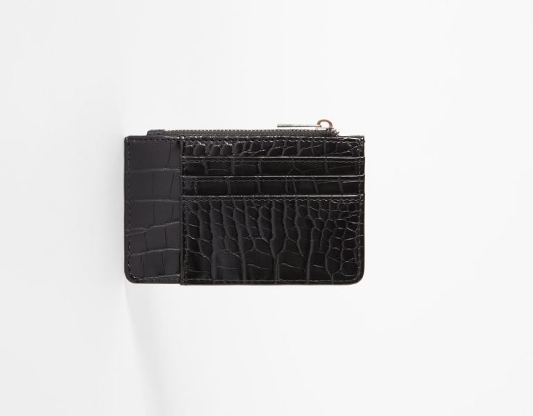 Bershka Textured Card Holder Tassen Dames Zwart | 1Jk5NCJAYqB