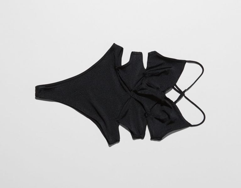 Bershka Triangle Cut-out Bodysuit Dames Zwart | wBuF4EvhKdS