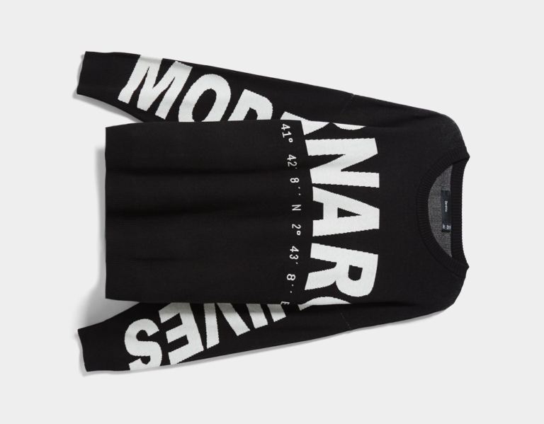 Bershka Trui With Lettering Gebreide Kleding Dames Zwart | 1mggDxlHtpw