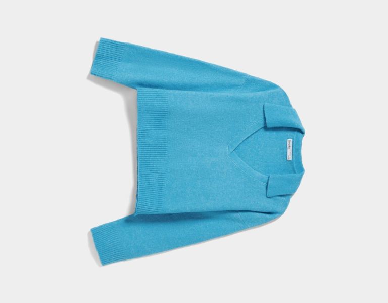 Bershka Trui With Polo Collar Gebreide Kleding Dames Blauw | bZmsRbOXwHS