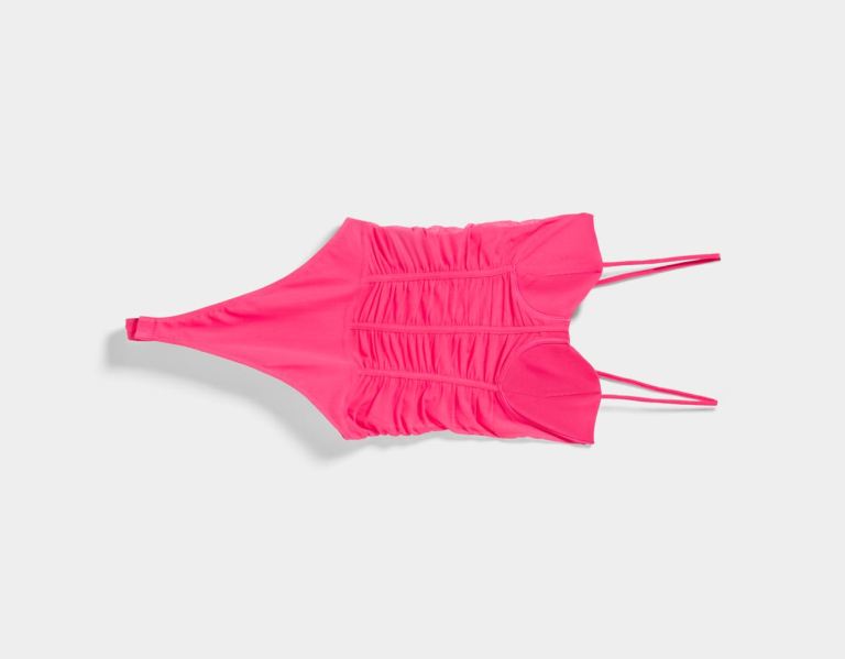 Bershka Tulle Corset Bodysuit Dames Fuchsie | O4bILbtTsIc