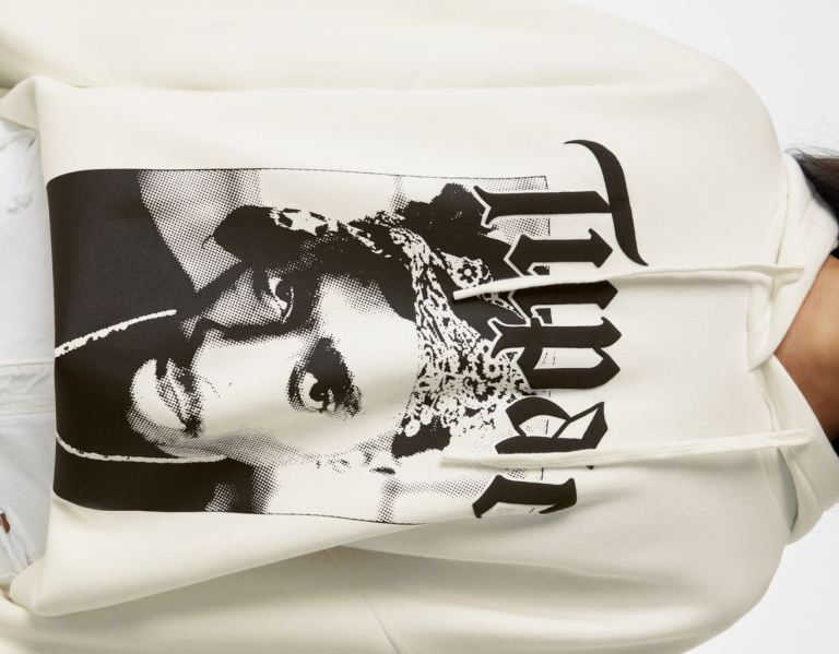 Bershka Tupac Print Hoodie Dames Wit | V7gUMXggH5I