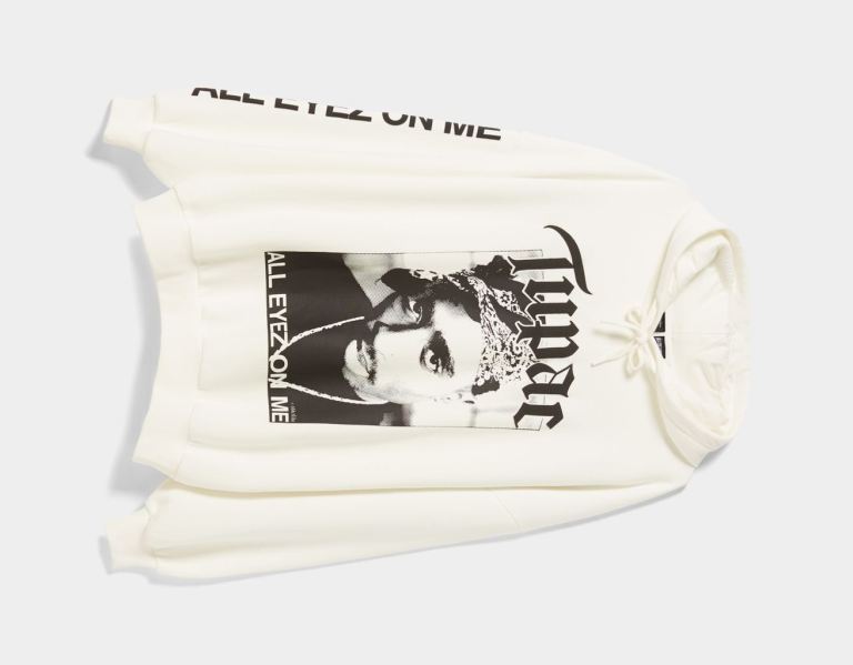 Bershka Tupac Print Hoodie Dames Wit | V7gUMXggH5I