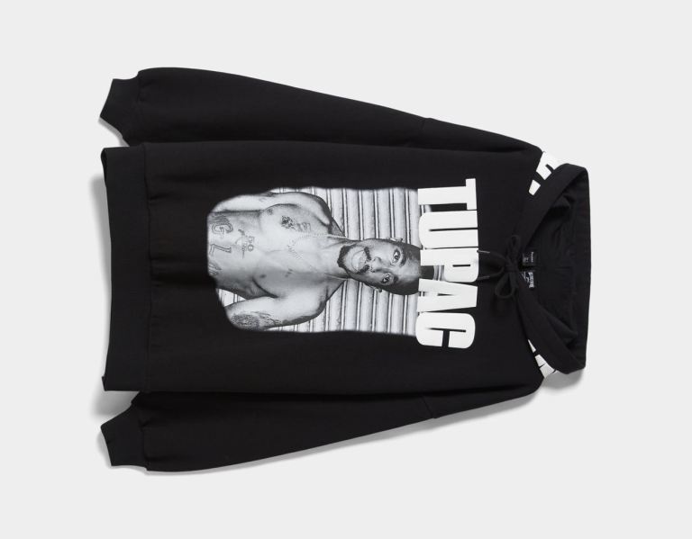 Bershka Tupac Print Hoodie Dames Zwart | TXPLhmDbxq3