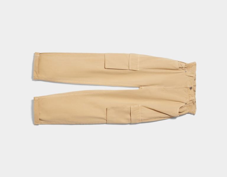 Bershka Twill Cargo With Gathered Taille Broek Dames Beige | UxacZ6sH3rf