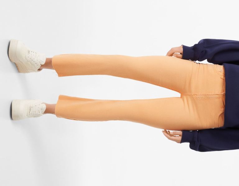 Bershka Twill Kick Flare Broek Dames Oranje | 45Gttxsakiq