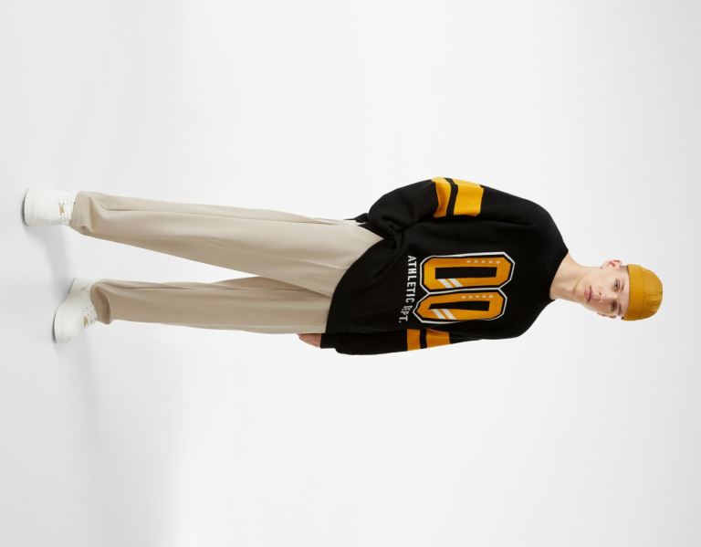 Bershka Varsity Trui Truien Heren Zwart | kMDTEwVwIWw