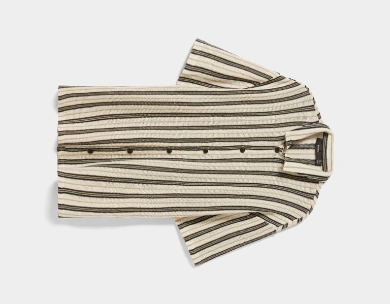 Bershka Vertical Stripe Kort Sleeve Overhemd Heren Room | OhKeFISKFvZ