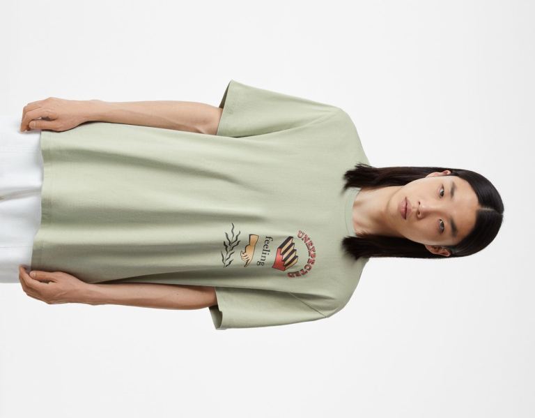 Bershka Vrijetijds Print Kort Sleeve T-shirts Heren Groen | YYHIkC6FqWn