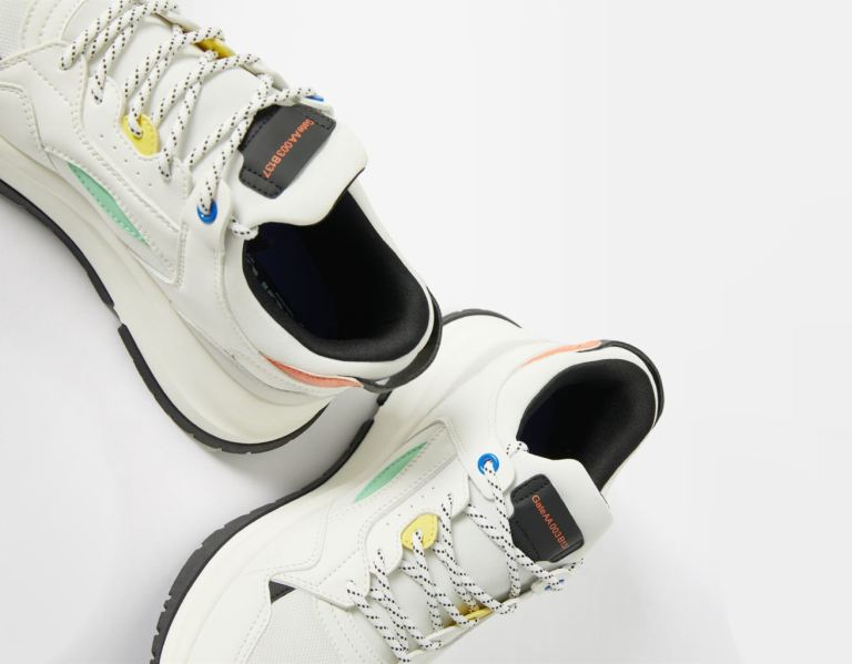 Bershka With Colorful Details Sneakers Heren Wit | kYaHtCyKACx