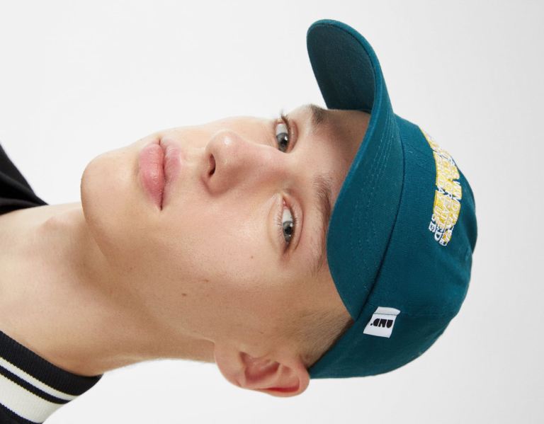 Bershka With Double Embroidery Caps Heren Turquoise | sSywgKsqsRj