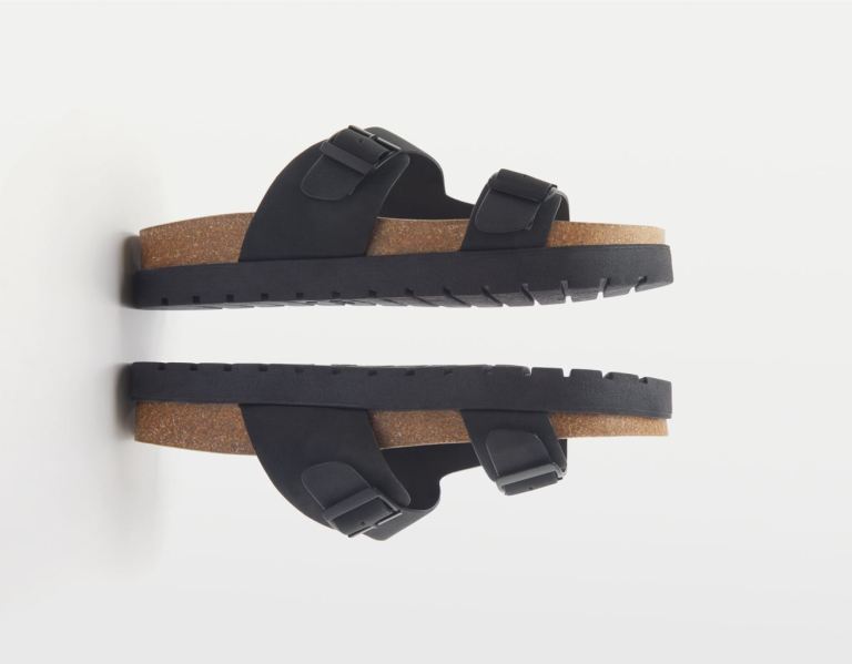 Bershka With Straps And Buckles Sandalen Heren Zwart | g49hrxM1Qyp