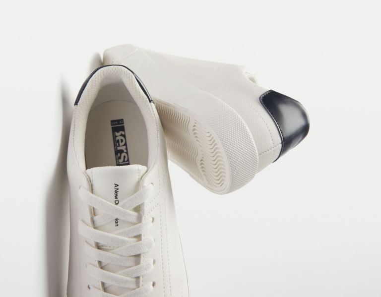 Bershka With Topstitching Detail Sportschoenen Heren Wit | vG3STelVgrb