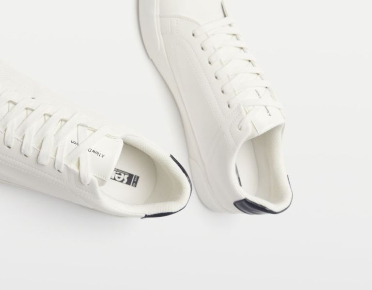 Bershka With Topstitching Detail Sportschoenen Heren Wit | vG3STelVgrb