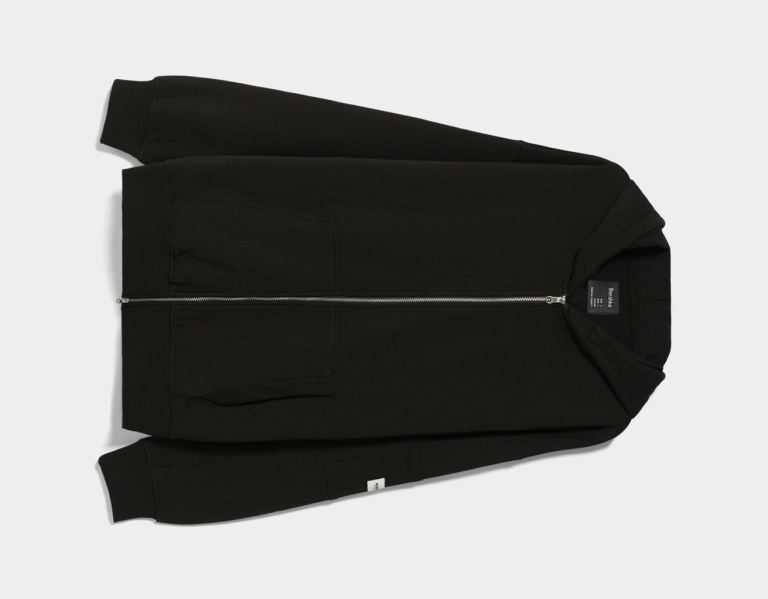 Bershka Zip-up Hoodie Heren Zwart | CpfpsJqtRJF