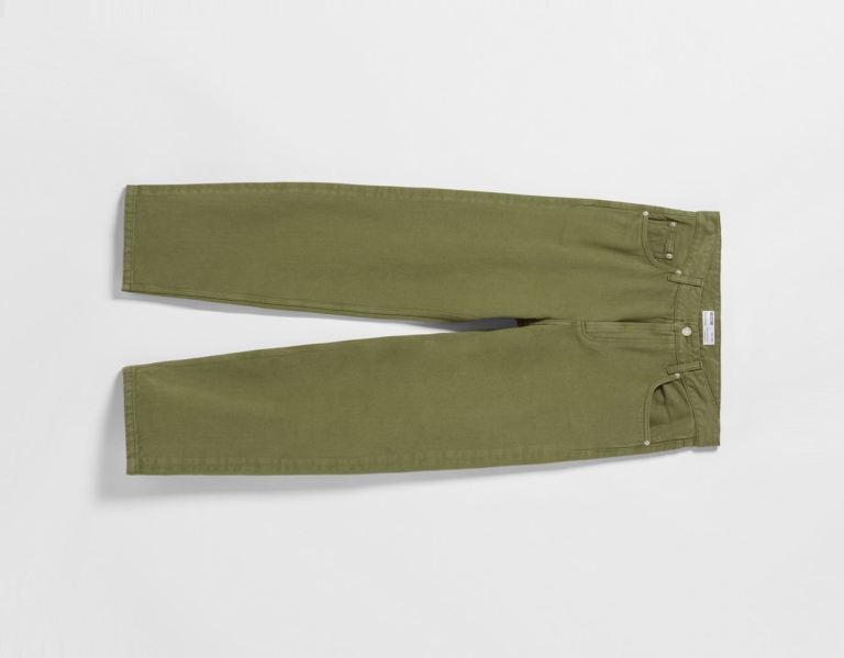 Bershka ’90s Brede-fit Color Jeans Heren Khaki | 8FuTjcHiazx