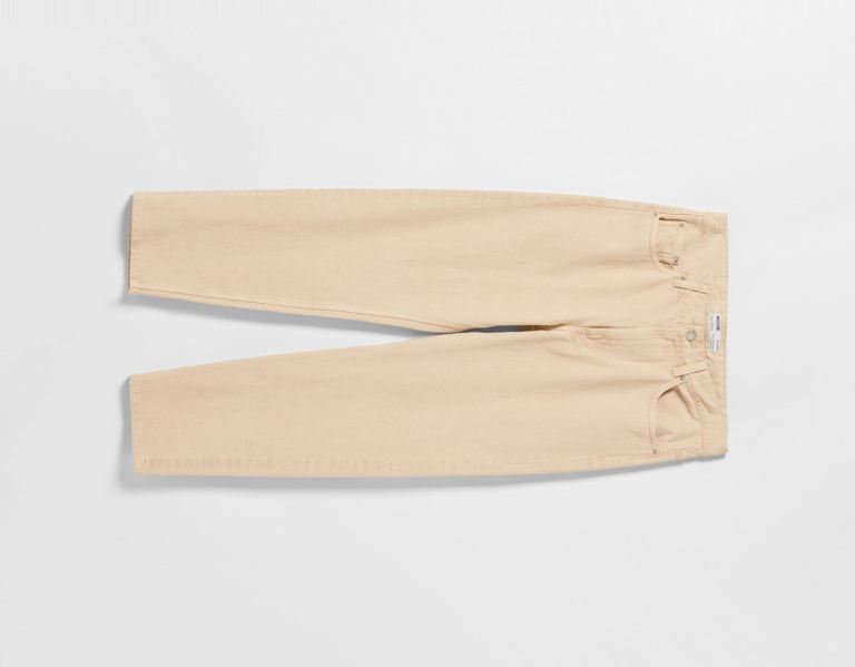 Bershka ’90s Brede-fit Color Jeans Heren Beige | JyELXe54LPb